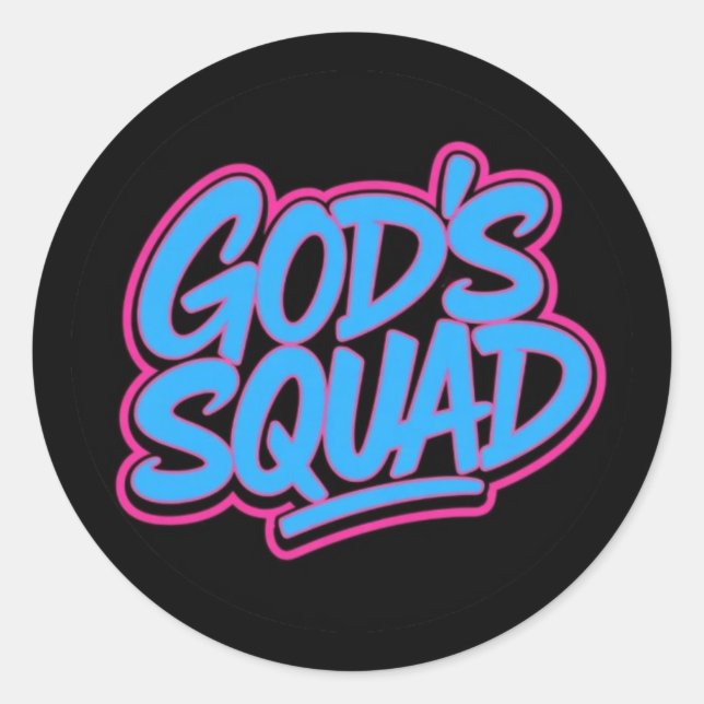 Pegatina Redonda God's Squad (Anverso)