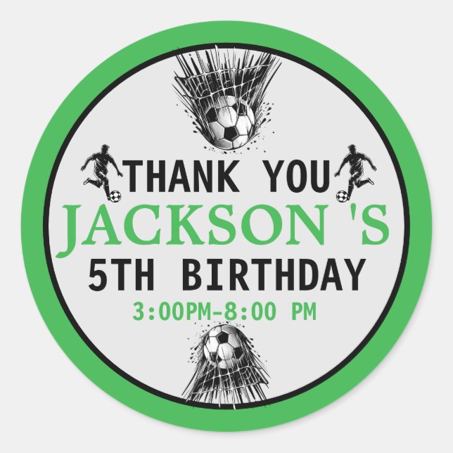 Pegatina Redonda ¡Gol! Fiesta de cumpleaños 5 del fútbol (Anverso)