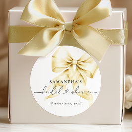Pegatina Redonda Gold Bow Bridal Shower Round Sticker