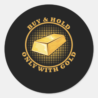 Pegatina Redonda Gold Buy And Hold Stock Exchange Finance Investor
