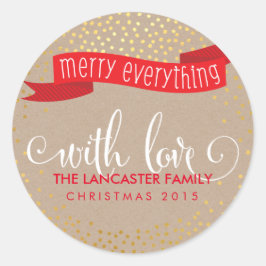 Pegatina Redonda GOLD CONFETTI NIEVE FOTO alegre todo banner