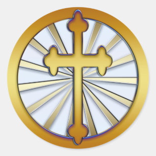 PEGATINA REDONDA GOLD CROSS