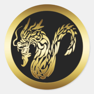 PEGATINA REDONDA GOLD DRAGON