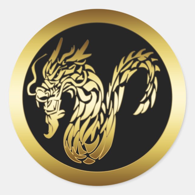 PEGATINA REDONDA GOLD DRAGON (Anverso)