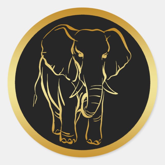 PEGATINA REDONDA GOLD ELEPHANT (Anverso)