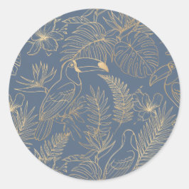 Pegatina Redonda Gold Filigree Art Deco | Toucan Estate Grey