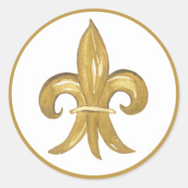 Pegatina Redonda Gold Fleur de lis