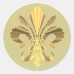 Pegatina Redonda Gold fleur de lys