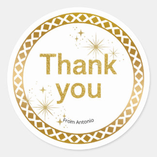 Pegatina Redonda Gold Glitter “Thank You” Sticker