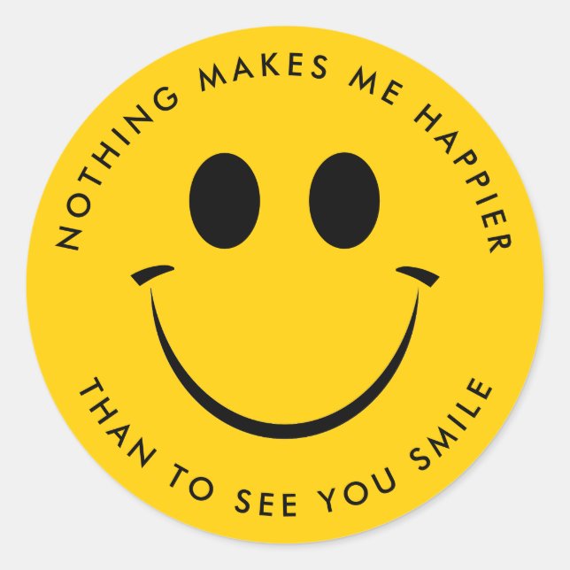 Pegatina Redonda Gold Happy Face Personalizado (Anverso)