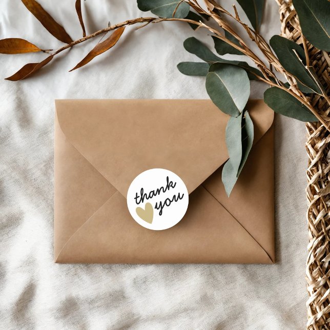 Pegatina Redonda Gold Heart Gracias (Subido por el creador)