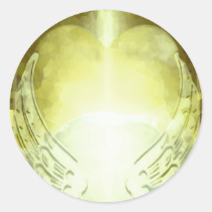 Pegatina Redonda Gold Heart with Angel Wings Template