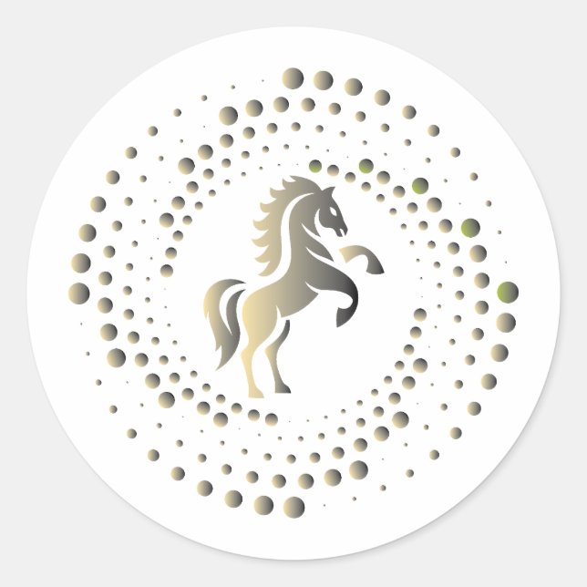 Pegatina Redonda gold horse racing Logo Design (Anverso)