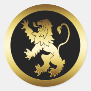 PEGATINA REDONDA GOLD LION