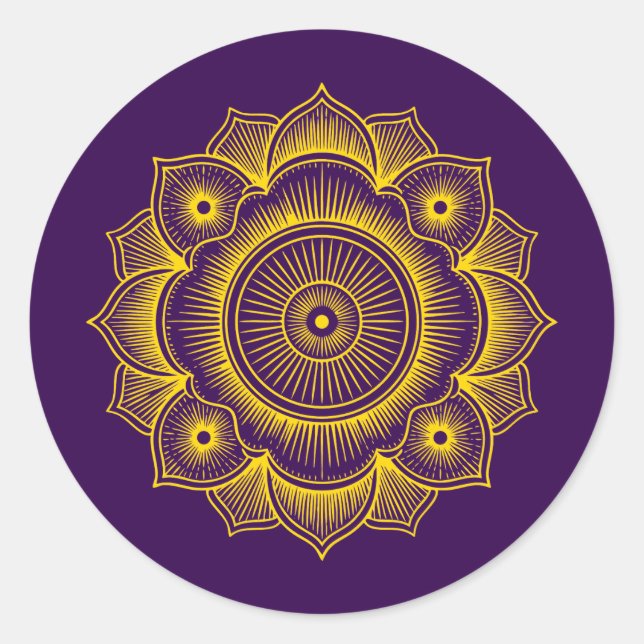 Pegatina Redonda Gold Mandala Symbol (Anverso)