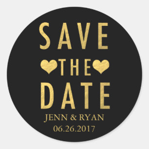 Pegatina Redonda Gold Modern Simple Save the Date
