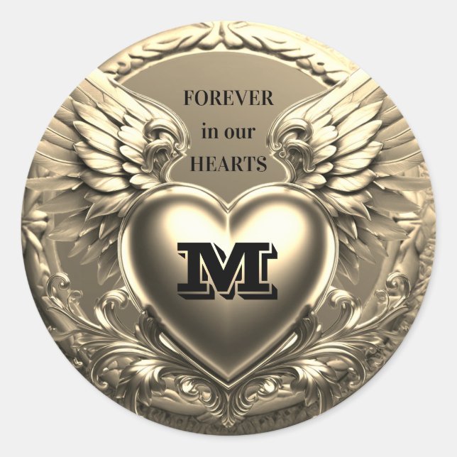 Pegatina Redonda Gold Monogram Template  (Anverso)