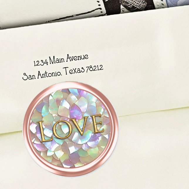 Pegatina Redonda Gold Mother of Pearl Envelope Seal Love (Subido por el creador)