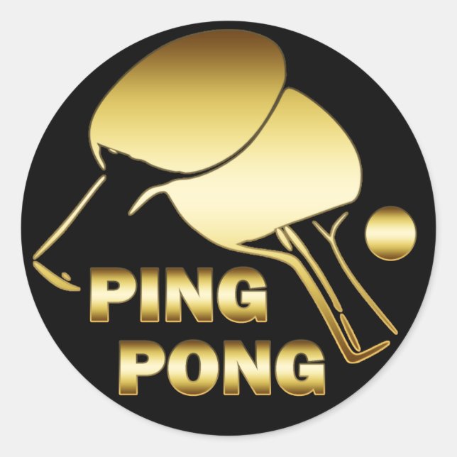 PEGATINA REDONDA GOLD PING PONG (Anverso)