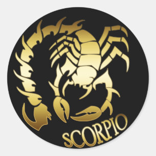 PEGATINA REDONDA GOLD SCORPIO