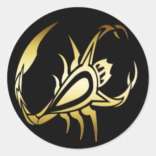 PEGATINA REDONDA GOLD SCORPION
