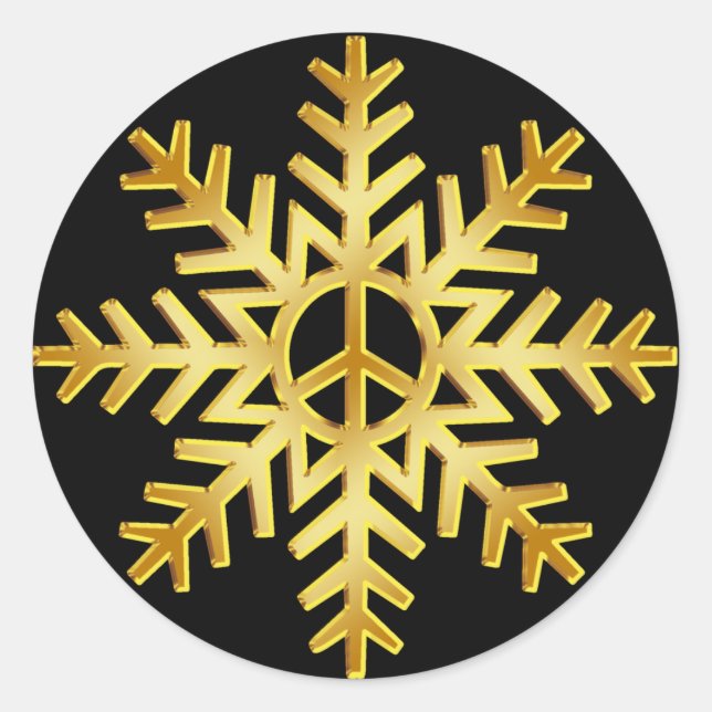 PEGATINA REDONDA GOLD SNOWFLAKE (Anverso)
