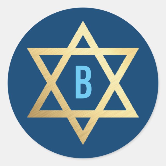 Pegatina Redonda GOLD STAR OF DAVID naranja inicial genial y audaz (Anverso)