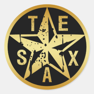 PEGATINA REDONDA GOLD TEXAS STAR