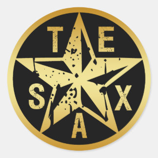 PEGATINA REDONDA GOLD TEXAS STAR