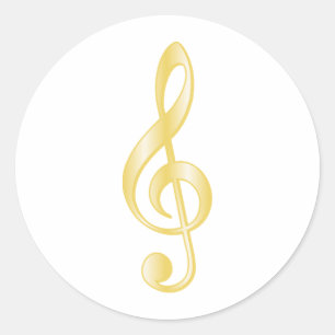 Pegatina Redonda "Gold" Treble Clef