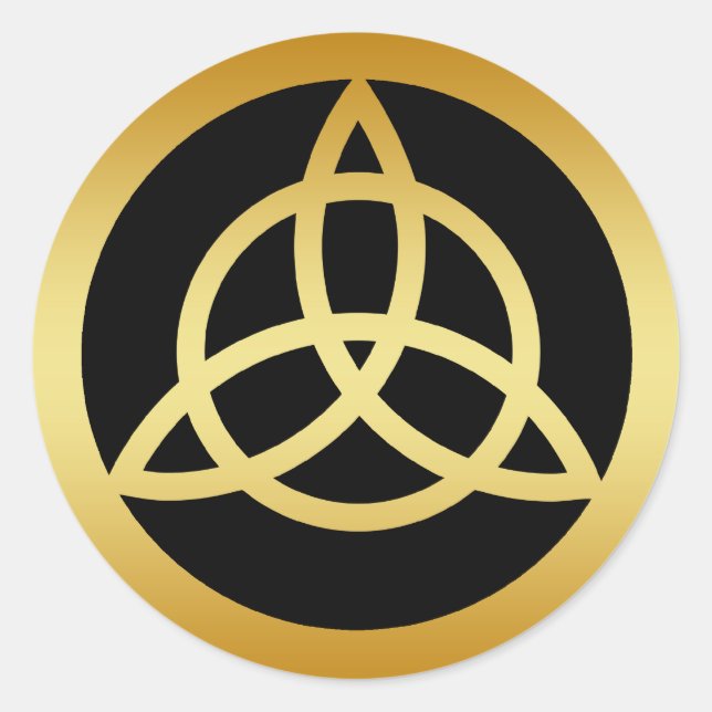 PEGATINA REDONDA GOLD TRINITY KNOT (Anverso)