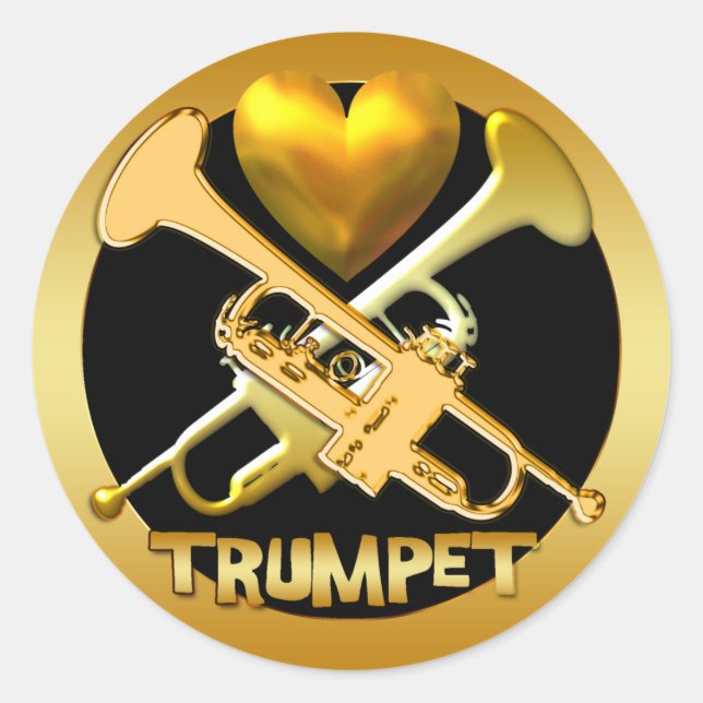 PEGATINA REDONDA GOLD TRUMPETS (Anverso)