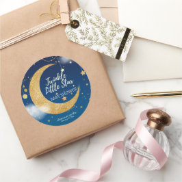 Pegatina Redonda Gold Twinkle Little Star Dreamy Baby Shower