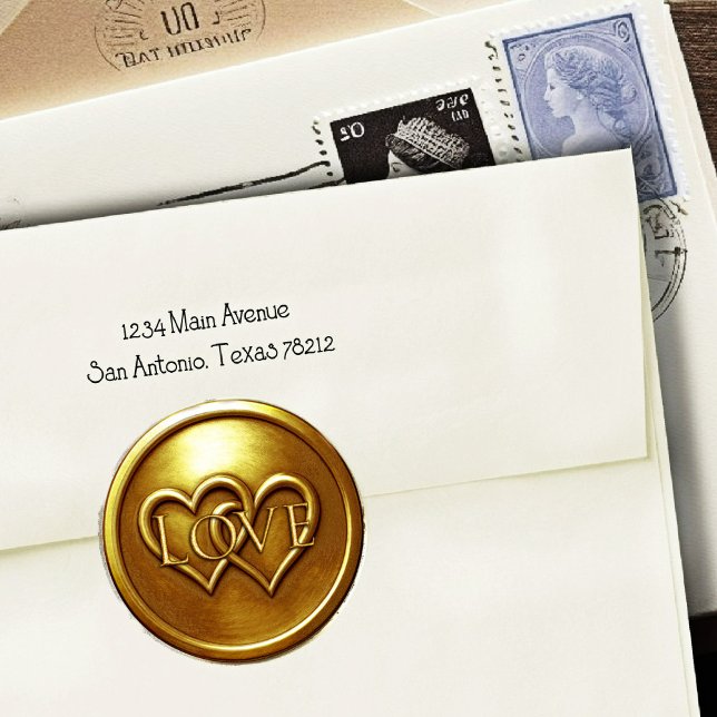 Pegatina Redonda Gold Two Hearts Intertwined Wedding Love (Subido por el creador)