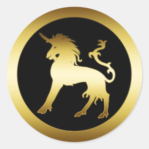 PEGATINA REDONDA GOLD UNICORN
