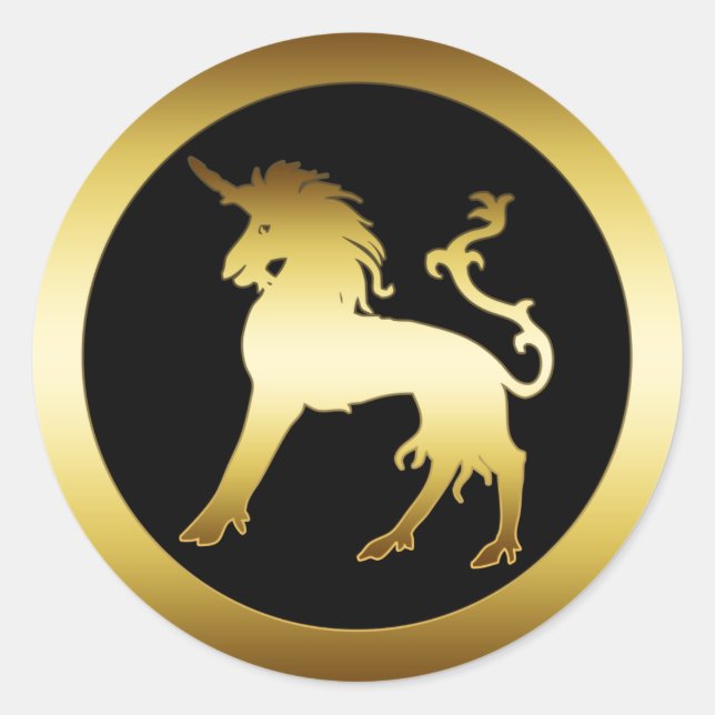 PEGATINA REDONDA GOLD UNICORN (Anverso)
