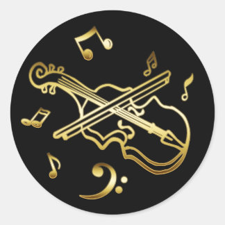 PEGATINA REDONDA GOLD VIOLIN