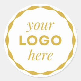 Pegatina Redonda Gold White Custom Logo Scalloped Circle Sticker