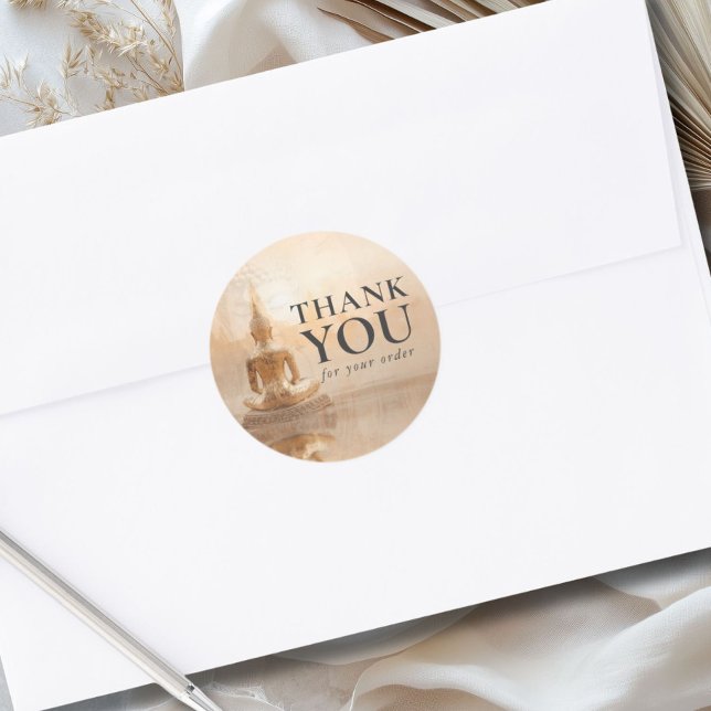 Pegatina Redonda Golden Buddha Business Salon (Golden Buddha Business Salon Classic Round Sticker)