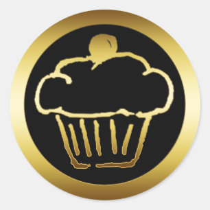 PEGATINA REDONDA GOLDEN CUPCAKE