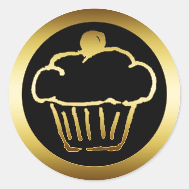 PEGATINA REDONDA GOLDEN CUPCAKE (Anverso)