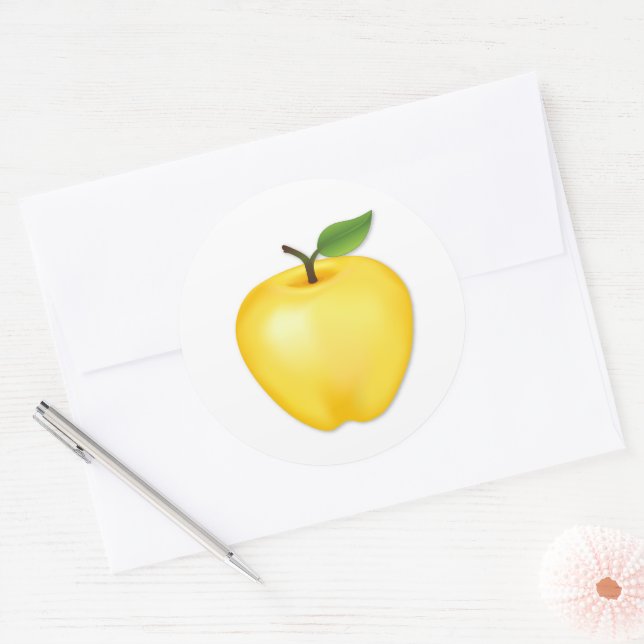 Pegatina Redonda Golden Delicious Apple (Sobre)