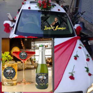 Pegatina Redonda Golden Diamond Modern Elegant Customized Wedding