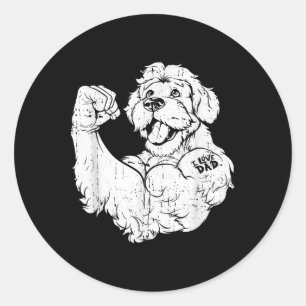 Pegatina Redonda Golden Doodle Biceps Tattoo Dog Rama - Mascota I L