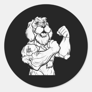 Pegatina Redonda Golden Doodle Biceps Tattoo - Mascota de raza de p