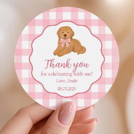 Pegatina Redonda Golden Doodle Birthday Party Favor Thank You