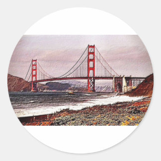 Pegatina Redonda Golden Gate