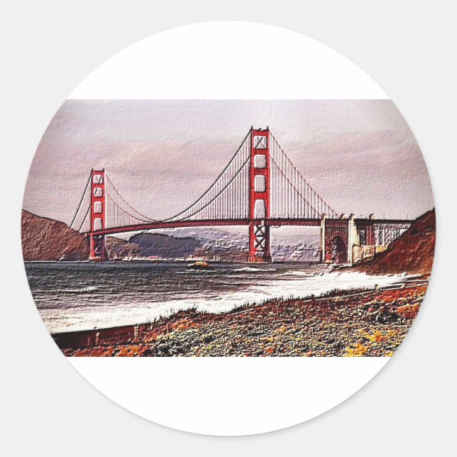 Pegatina Redonda Golden Gate (Anverso)