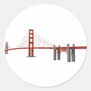 Pegatina Redonda Golden Gate Bridge: Modelo 3D: