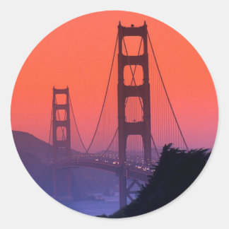 Pegatina Redonda Golden Gate Sunset